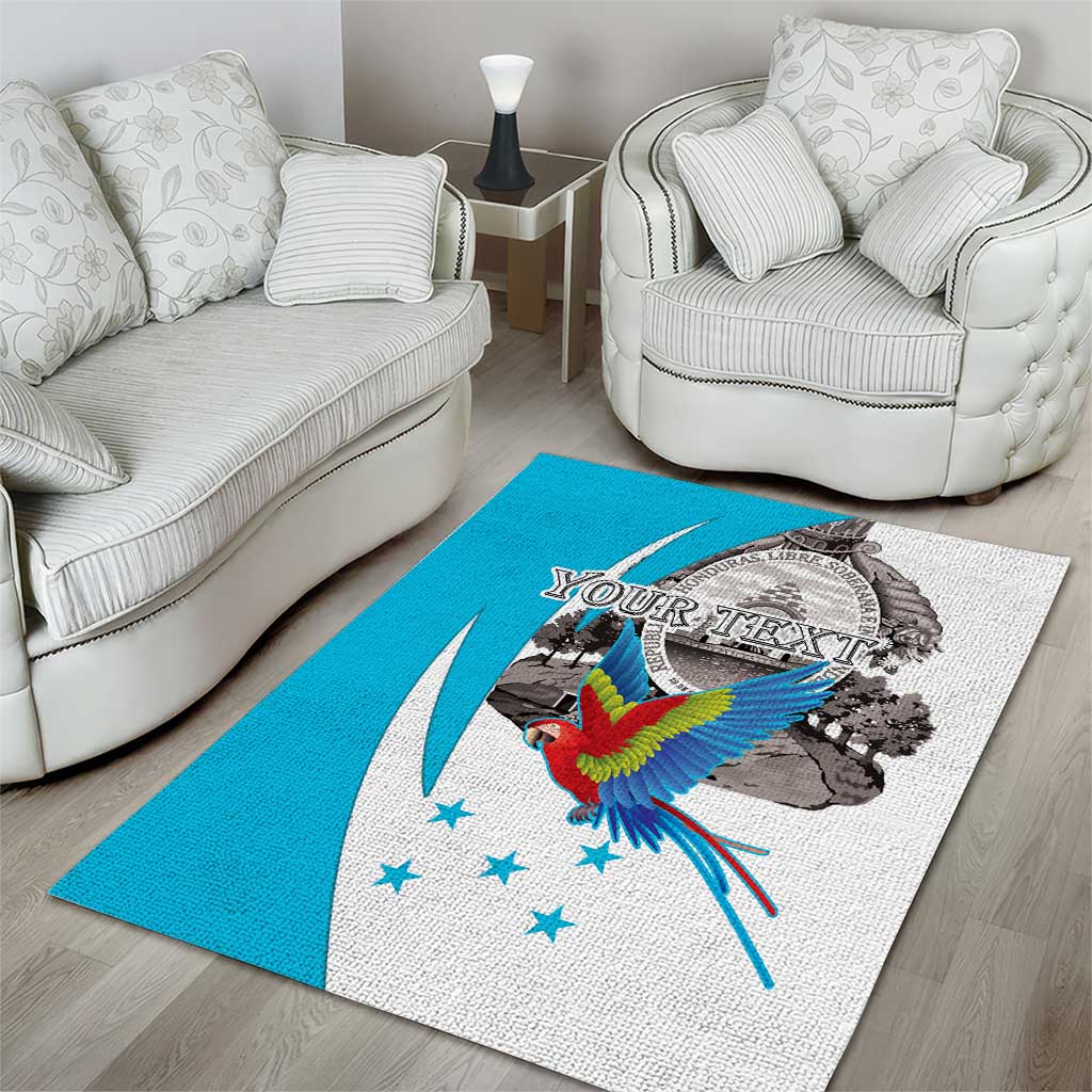 Personalized Honduras Independence Day Area Rug Scarlet Macaw With Coat Of Arms LT18