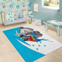 Personalized Honduras Independence Day Area Rug Scarlet Macaw With Coat Of Arms LT18