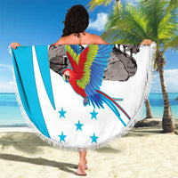 Personalized Honduras Independence Day Beach Blanket Scarlet Macaw With Coat Of Arms LT18