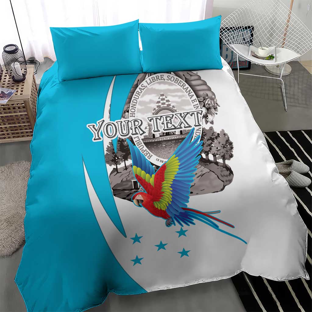 Personalized Honduras Independence Day Bedding Set Scarlet Macaw With Coat Of Arms LT18