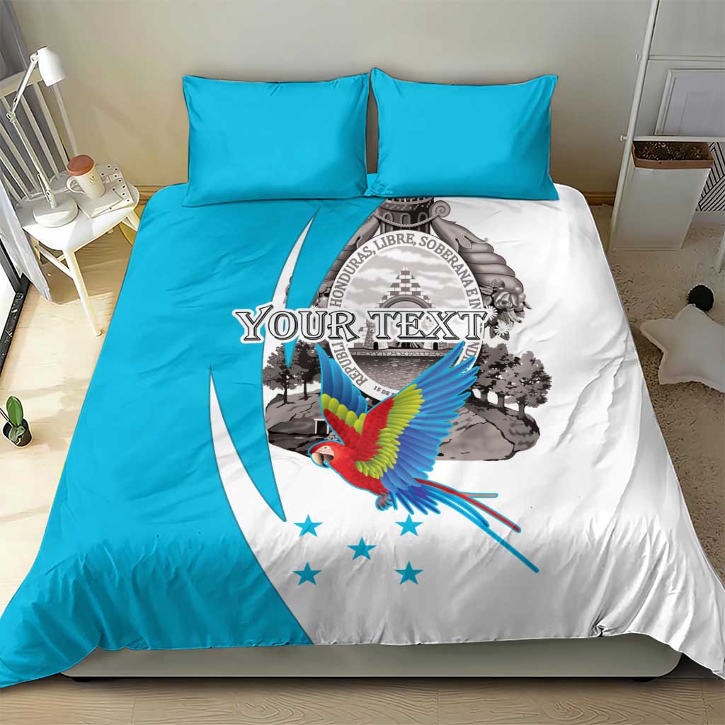Personalized Honduras Independence Day Bedding Set Scarlet Macaw With Coat Of Arms LT18
