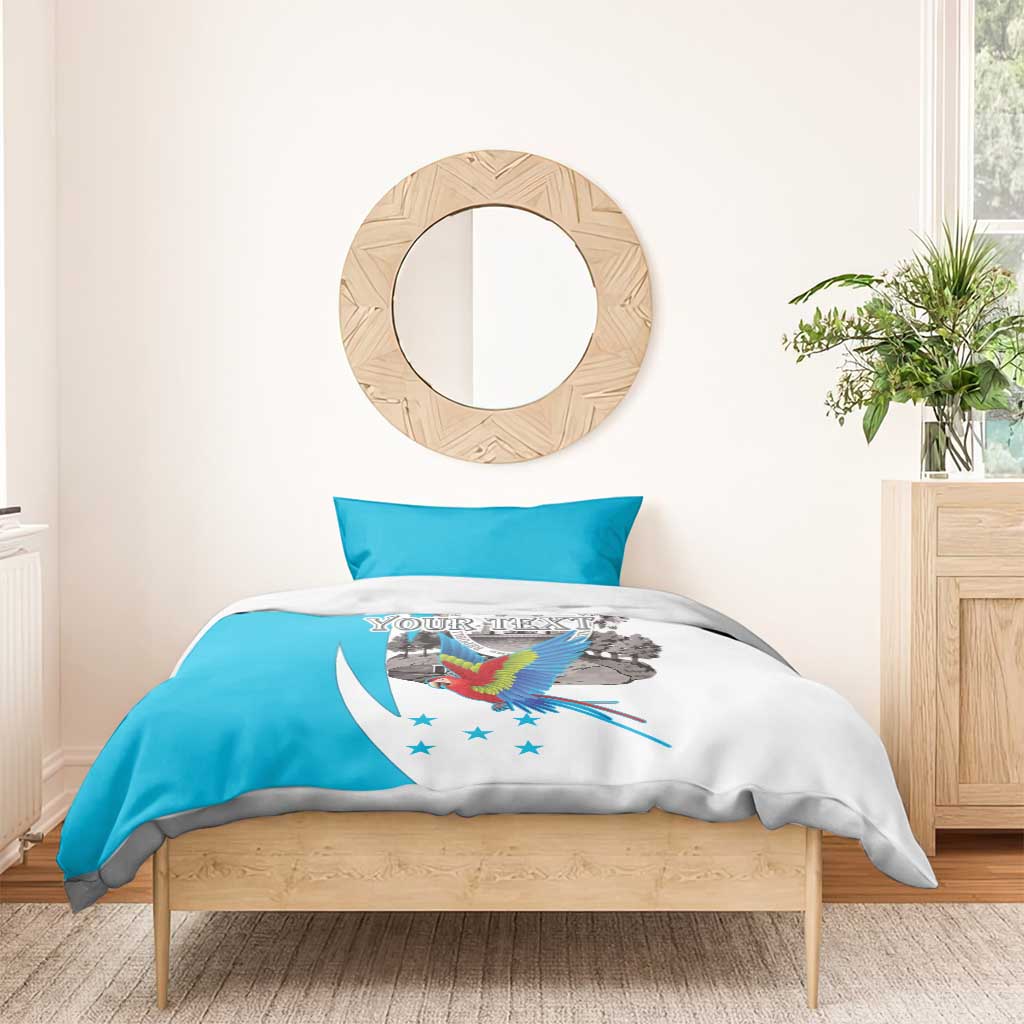 Personalized Honduras Independence Day Bedding Set Scarlet Macaw With Coat Of Arms LT18