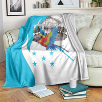 Personalized Honduras Independence Day Blanket Scarlet Macaw With Coat Of Arms LT18