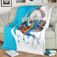 Personalized Honduras Independence Day Blanket Scarlet Macaw With Coat Of Arms LT18