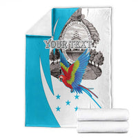 Personalized Honduras Independence Day Blanket Scarlet Macaw With Coat Of Arms LT18