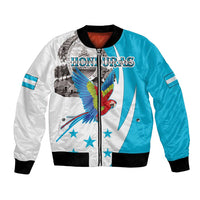 Personalized Honduras Independence Day Bomber Jacket Scarlet Macaw With Coat Of Arms LT18