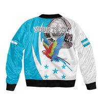 Personalized Honduras Independence Day Bomber Jacket Scarlet Macaw With Coat Of Arms LT18
