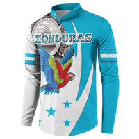 Personalized Honduras Independence Day Button Sweatshirt Scarlet Macaw With Coat Of Arms LT18