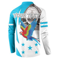 Personalized Honduras Independence Day Button Sweatshirt Scarlet Macaw With Coat Of Arms LT18