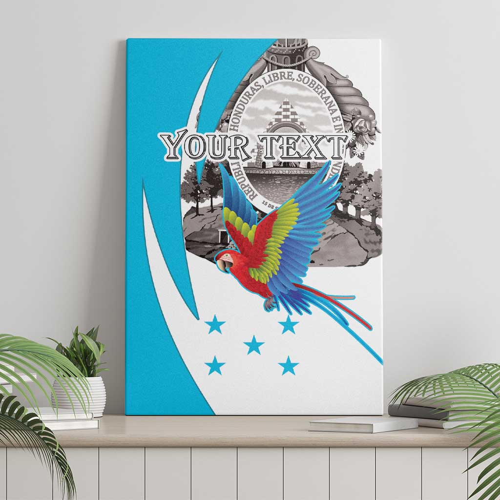 Personalized Honduras Independence Day Canvas Wall Art Scarlet Macaw With Coat Of Arms LT18