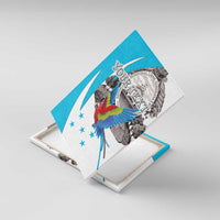 Personalized Honduras Independence Day Canvas Wall Art Scarlet Macaw With Coat Of Arms LT18