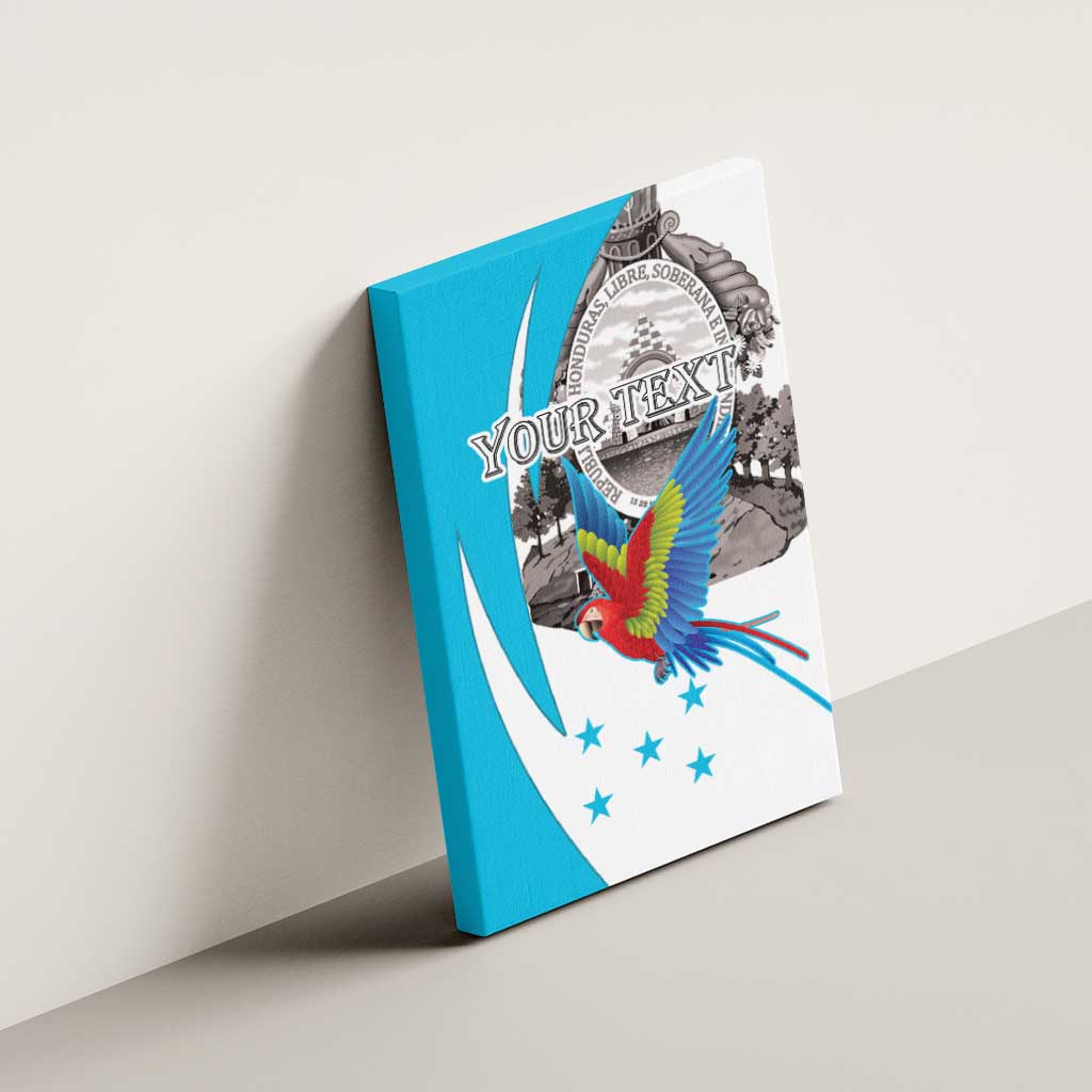 Personalized Honduras Independence Day Canvas Wall Art Scarlet Macaw With Coat Of Arms LT18