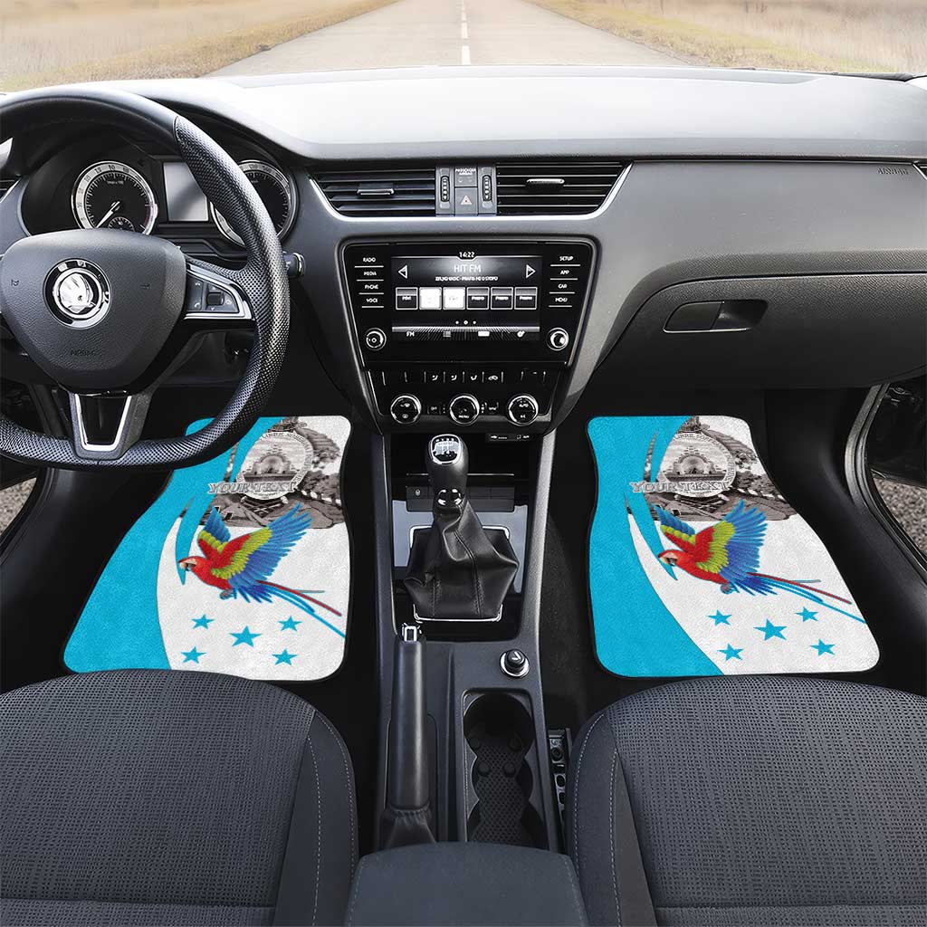 Personalized Honduras Independence Day Car Mats Scarlet Macaw With Coat Of Arms LT18