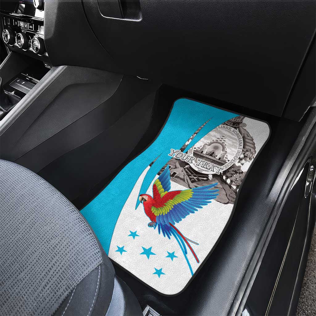 Personalized Honduras Independence Day Car Mats Scarlet Macaw With Coat Of Arms LT18