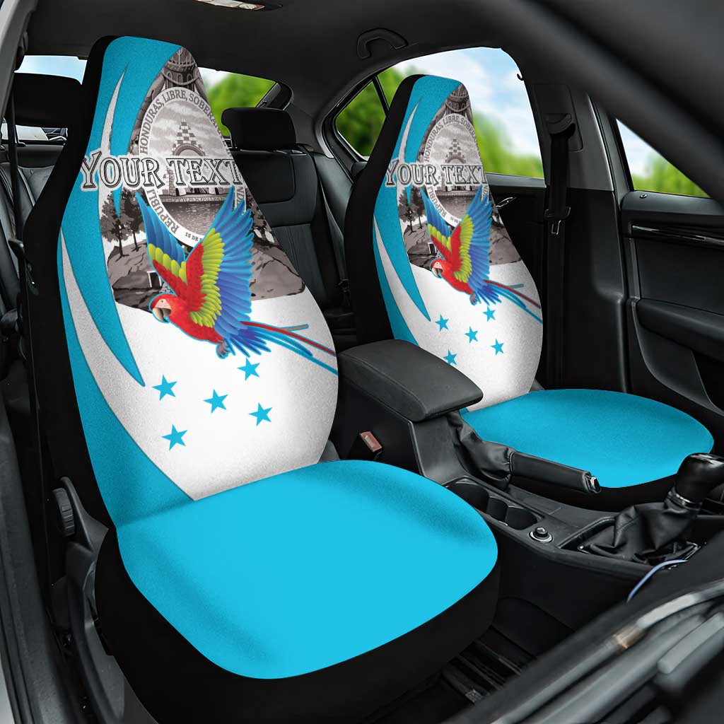 Personalized Honduras Independence Day Car Seat Cover Scarlet Macaw With Coat Of Arms LT18