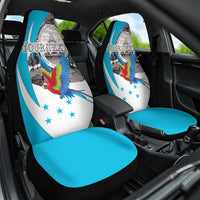 Personalized Honduras Independence Day Car Seat Cover Scarlet Macaw With Coat Of Arms LT18