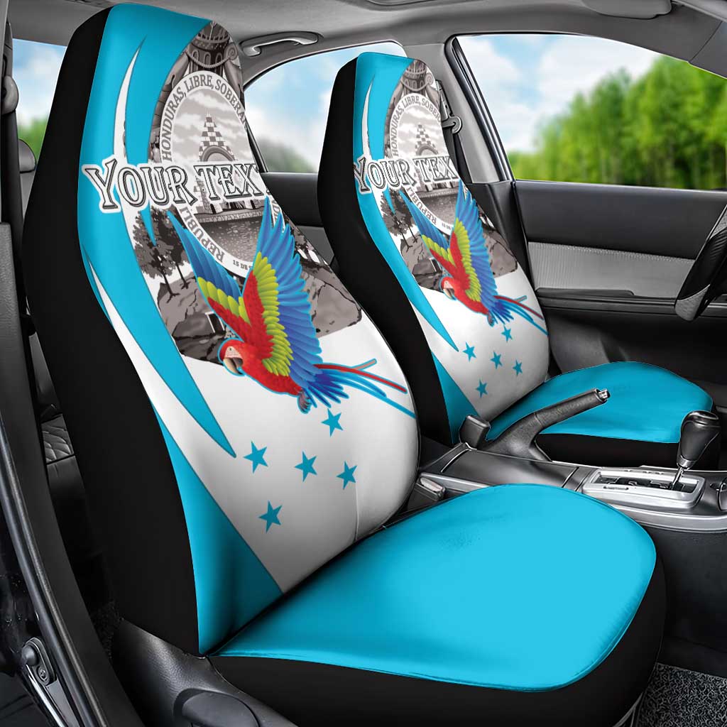 Personalized Honduras Independence Day Car Seat Cover Scarlet Macaw With Coat Of Arms LT18
