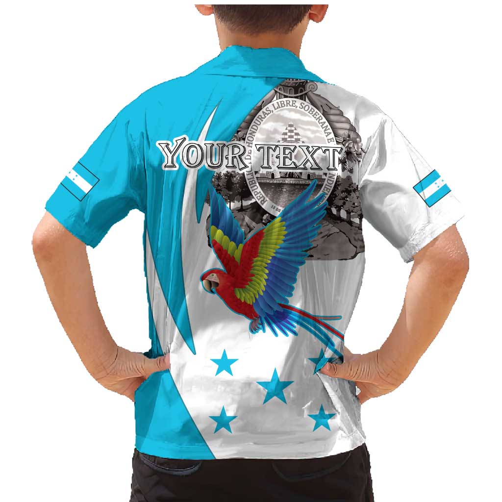 Personalized Honduras Independence Day Family Matching Mermaid Dress and Hawaiian Shirt Scarlet Macaw With Coat Of Arms LT18