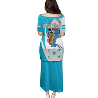 Personalized Honduras Independence Day Family Matching Puletasi and Hawaiian Shirt Scarlet Macaw With Coat Of Arms LT18