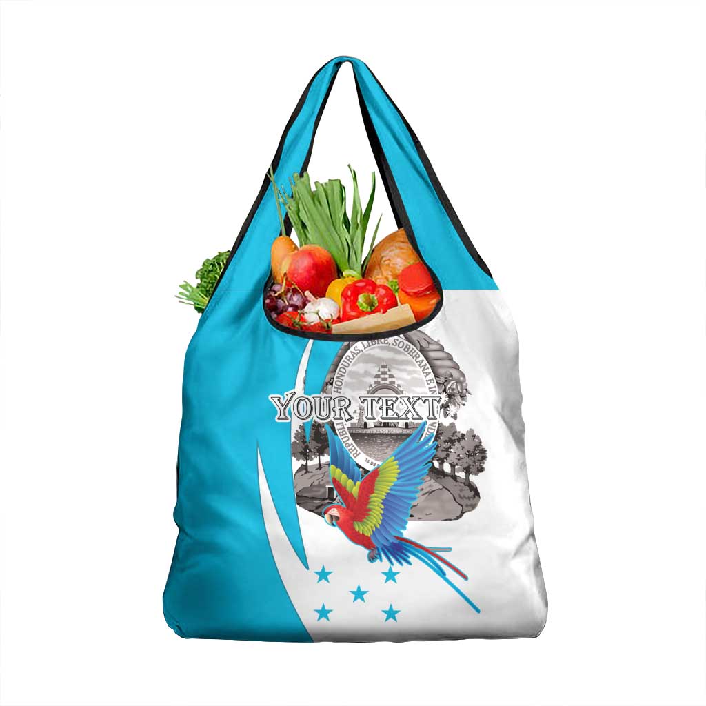 Personalized Honduras Independence Day Grocery Bag Scarlet Macaw With Coat Of Arms LT18