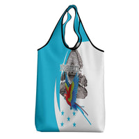 Personalized Honduras Independence Day Grocery Bag Scarlet Macaw With Coat Of Arms LT18