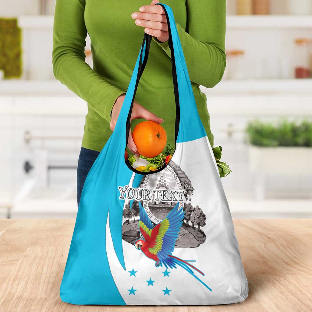 Personalized Honduras Independence Day Grocery Bag Scarlet Macaw With Coat Of Arms LT18