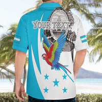Personalized Honduras Independence Day Hawaiian Shirt Scarlet Macaw With Coat Of Arms LT18