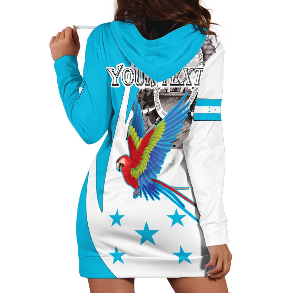 Personalized Honduras Independence Day Hoodie Dress Scarlet Macaw With Coat Of Arms LT18