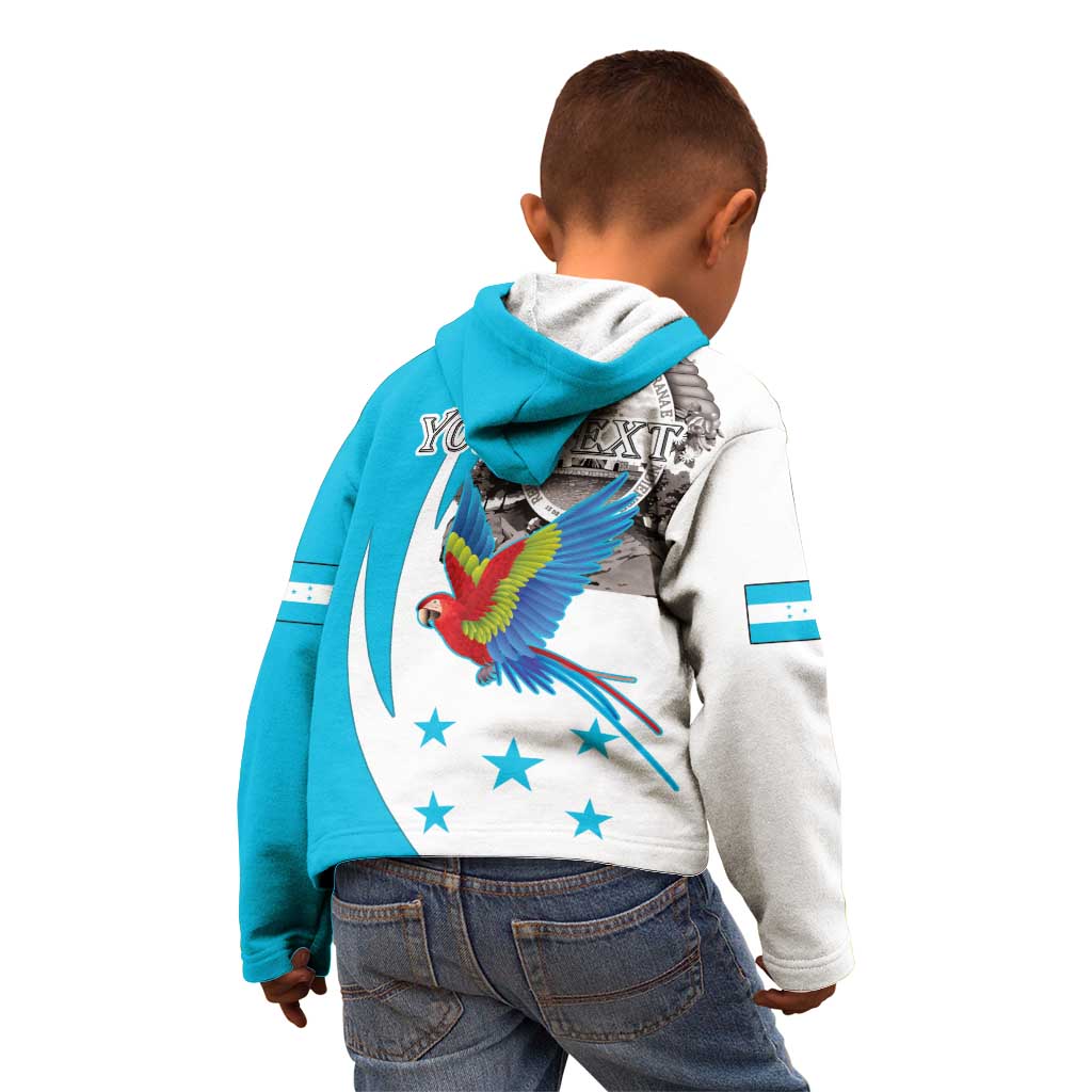 Personalized Honduras Independence Day Kid Hoodie Scarlet Macaw With Coat Of Arms LT18
