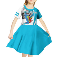 Personalized Honduras Independence Day Kid Short Sleeve Dress Scarlet Macaw With Coat Of Arms LT18