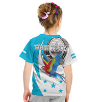 Personalized Honduras Independence Day Kid T Shirt Scarlet Macaw With Coat Of Arms LT18