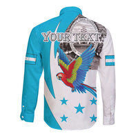 Personalized Honduras Independence Day Long Sleeve Button Shirt Scarlet Macaw With Coat Of Arms LT18