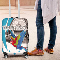 Personalized Honduras Independence Day Luggage Cover Scarlet Macaw With Coat Of Arms LT18