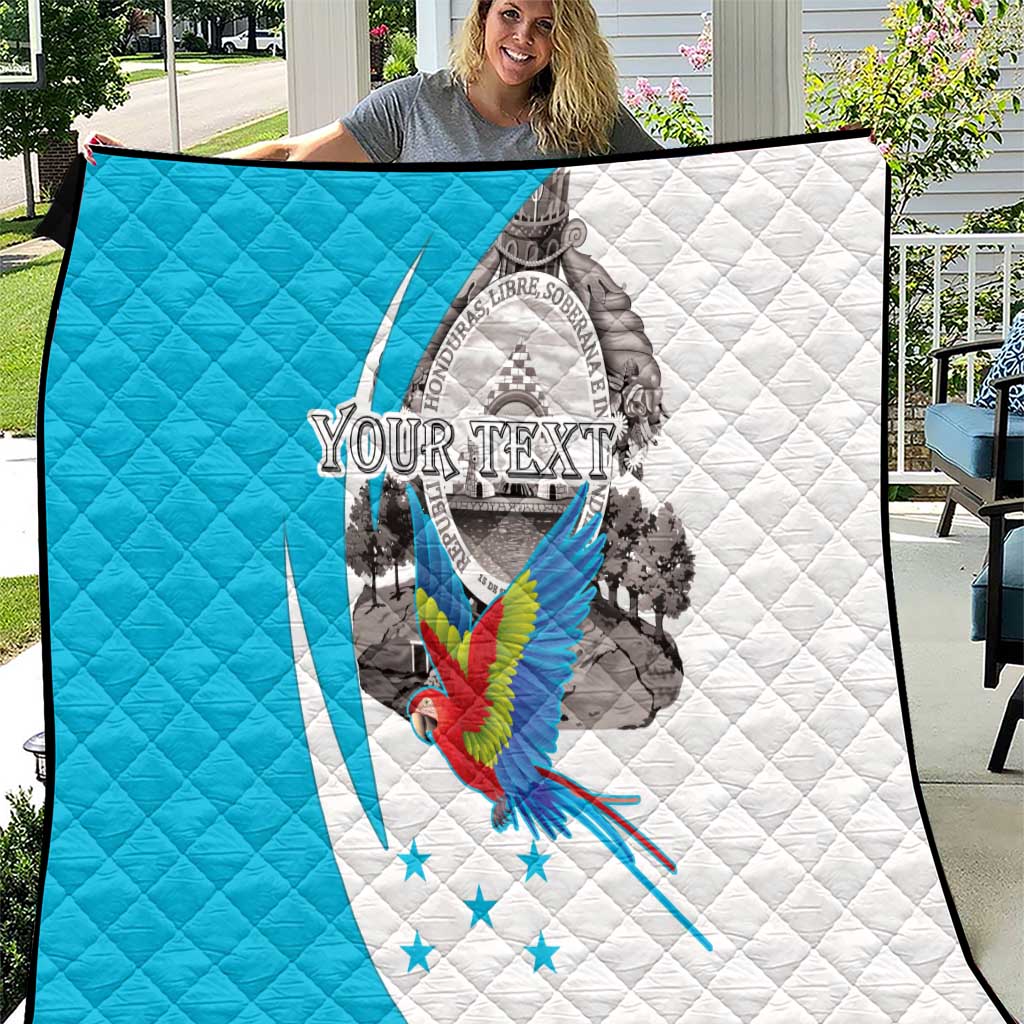 Personalized Honduras Independence Day Quilt Scarlet Macaw With Coat Of Arms LT18