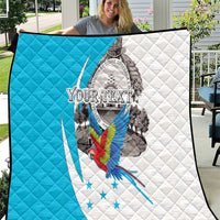 Personalized Honduras Independence Day Quilt Scarlet Macaw With Coat Of Arms LT18