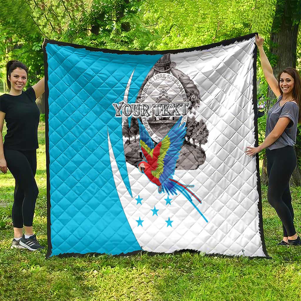 Personalized Honduras Independence Day Quilt Scarlet Macaw With Coat Of Arms LT18