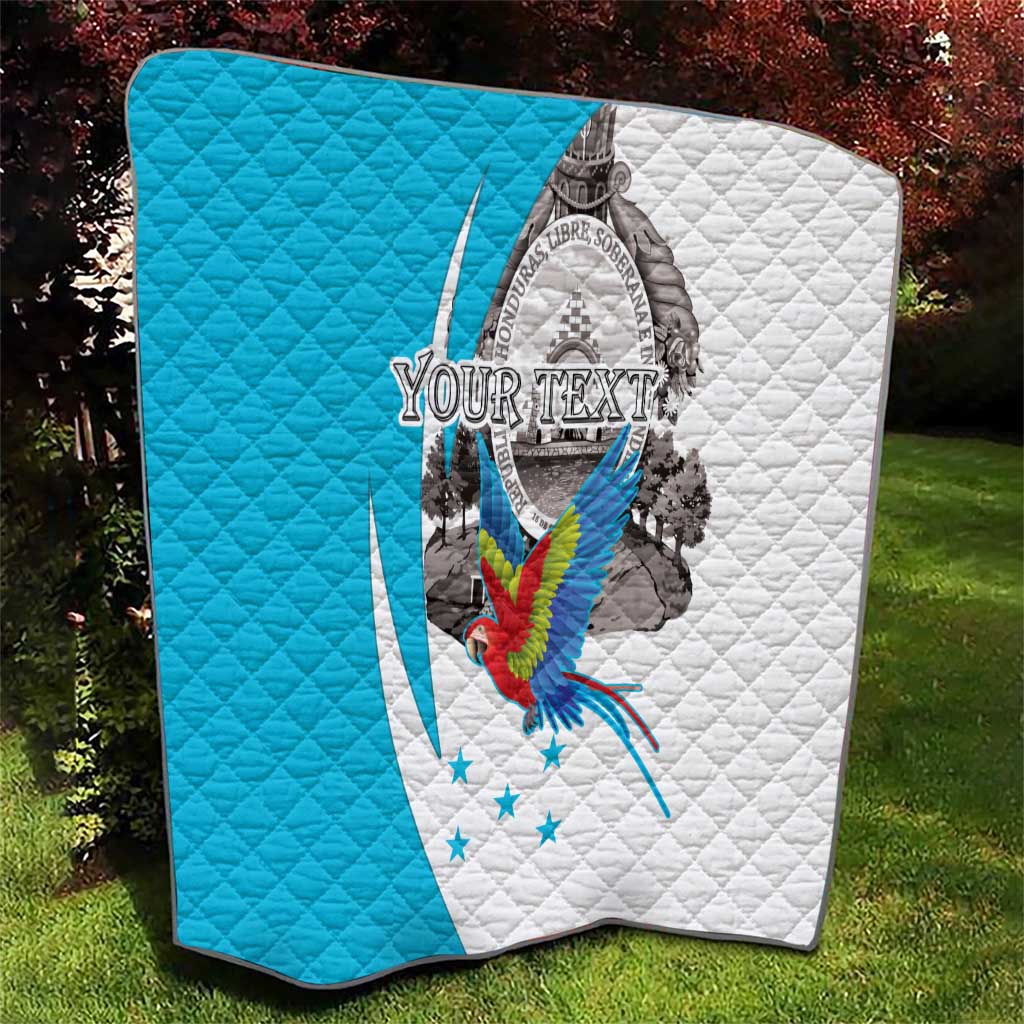Personalized Honduras Independence Day Quilt Scarlet Macaw With Coat Of Arms LT18