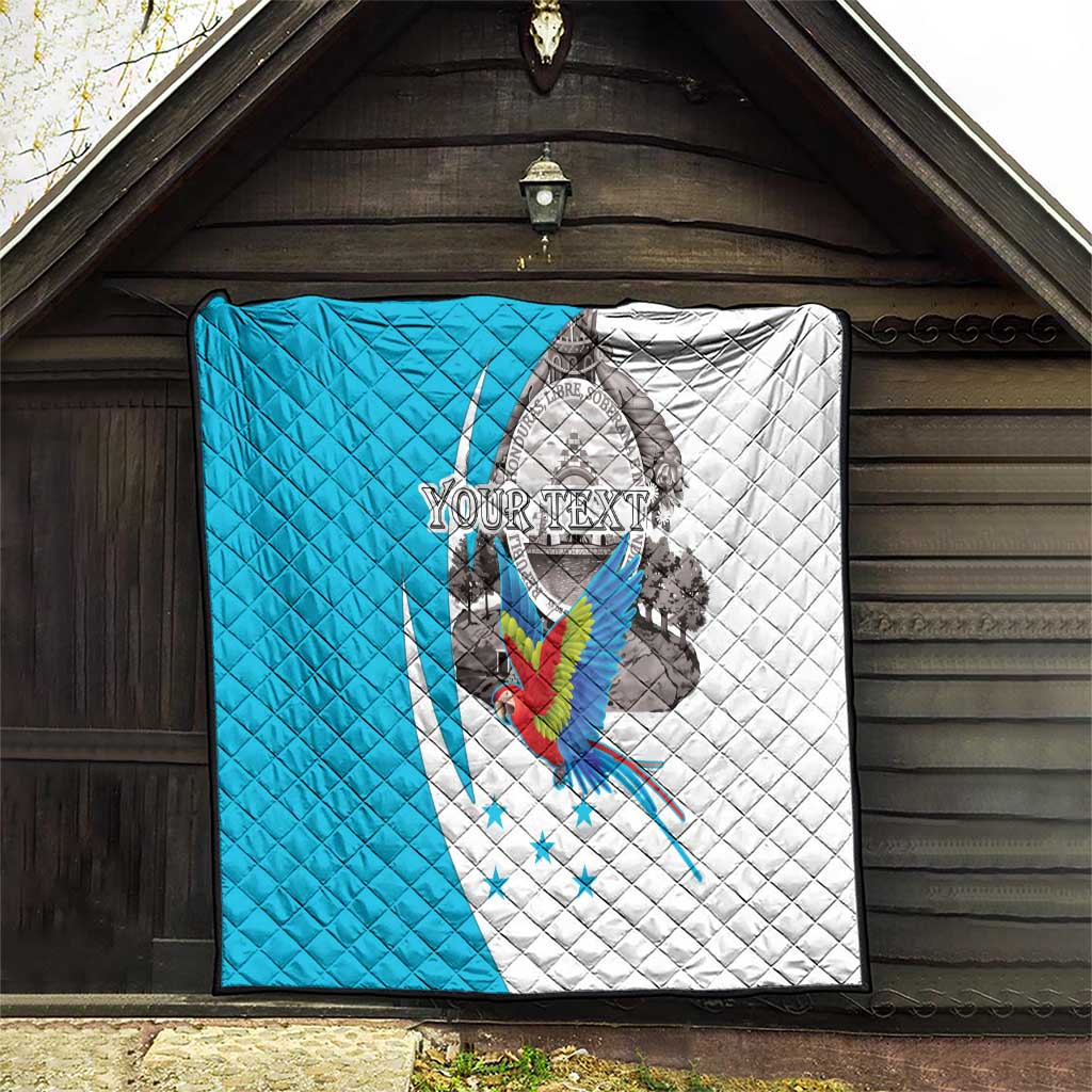 Personalized Honduras Independence Day Quilt Scarlet Macaw With Coat Of Arms LT18