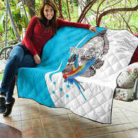 Personalized Honduras Independence Day Quilt Scarlet Macaw With Coat Of Arms LT18
