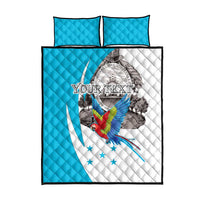 Personalized Honduras Independence Day Quilt Bed Set Scarlet Macaw With Coat Of Arms LT18
