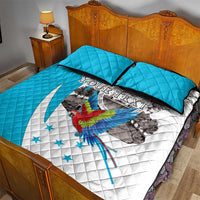 Personalized Honduras Independence Day Quilt Bed Set Scarlet Macaw With Coat Of Arms LT18
