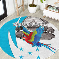 Personalized Honduras Independence Day Round Carpet Scarlet Macaw With Coat Of Arms LT18