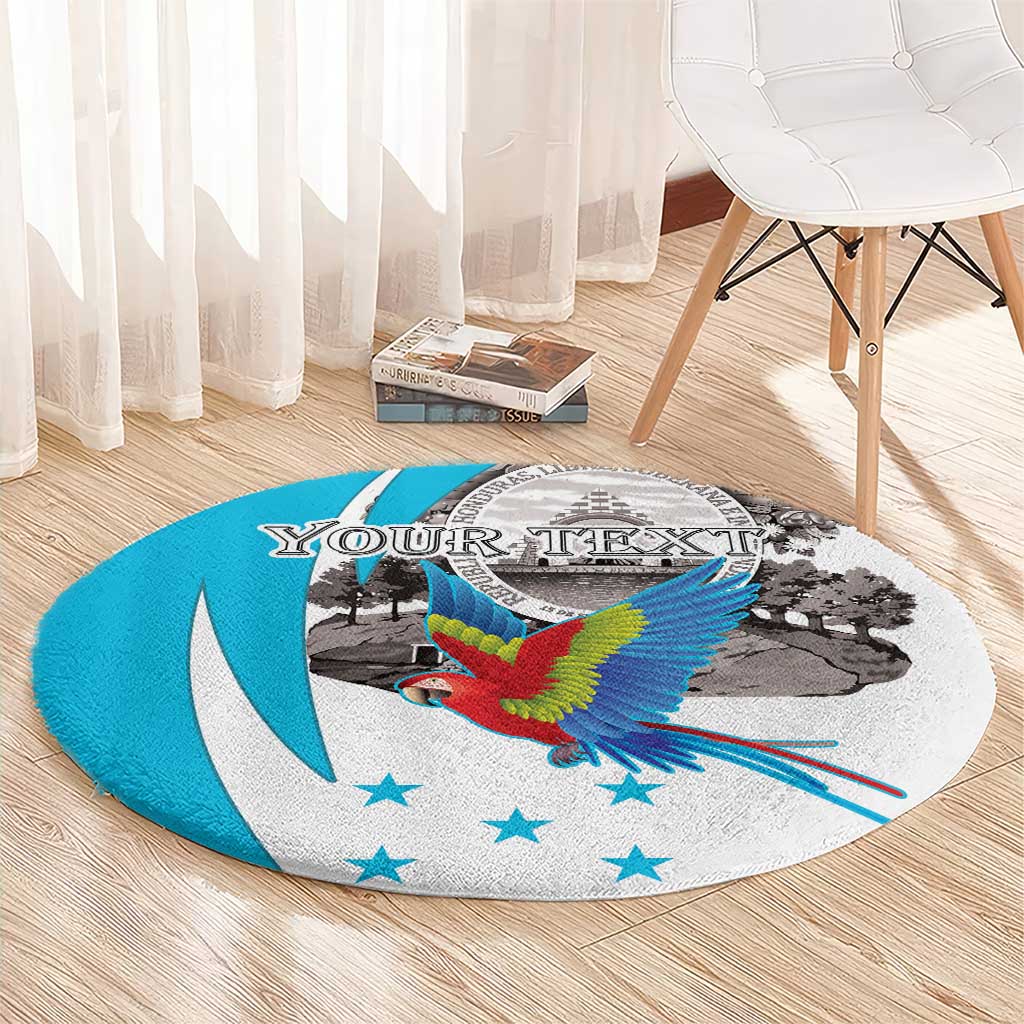 Personalized Honduras Independence Day Round Carpet Scarlet Macaw With Coat Of Arms LT18