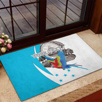 Personalized Honduras Independence Day Rubber Doormat Scarlet Macaw With Coat Of Arms LT18
