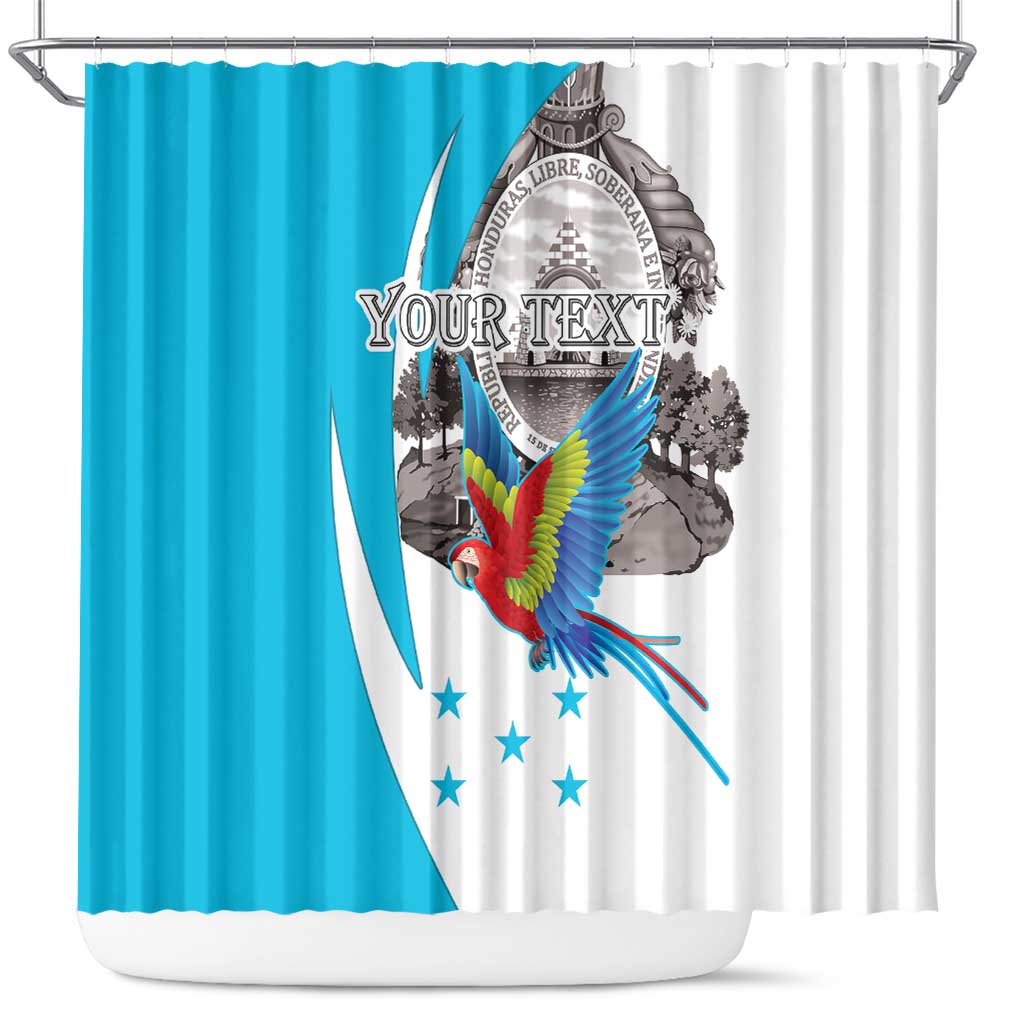 Personalized Honduras Independence Day Shower Curtain Scarlet Macaw With Coat Of Arms LT18