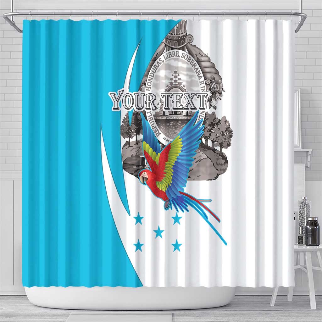 Personalized Honduras Independence Day Shower Curtain Scarlet Macaw With Coat Of Arms LT18