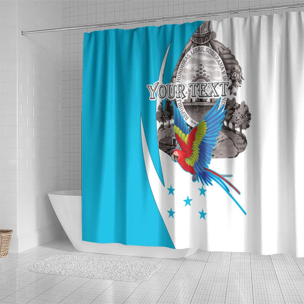 Personalized Honduras Independence Day Shower Curtain Scarlet Macaw With Coat Of Arms LT18