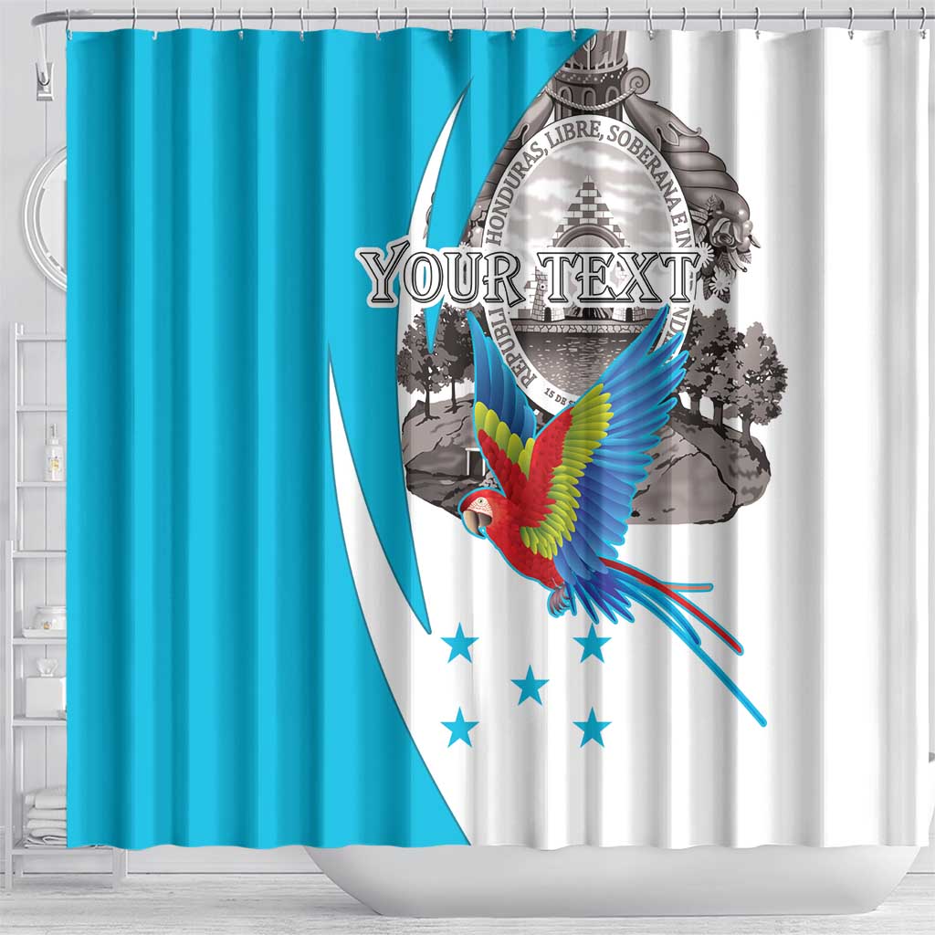 Personalized Honduras Independence Day Shower Curtain Scarlet Macaw With Coat Of Arms LT18