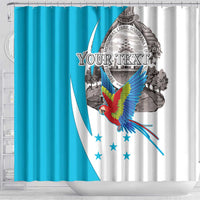 Personalized Honduras Independence Day Shower Curtain Scarlet Macaw With Coat Of Arms LT18