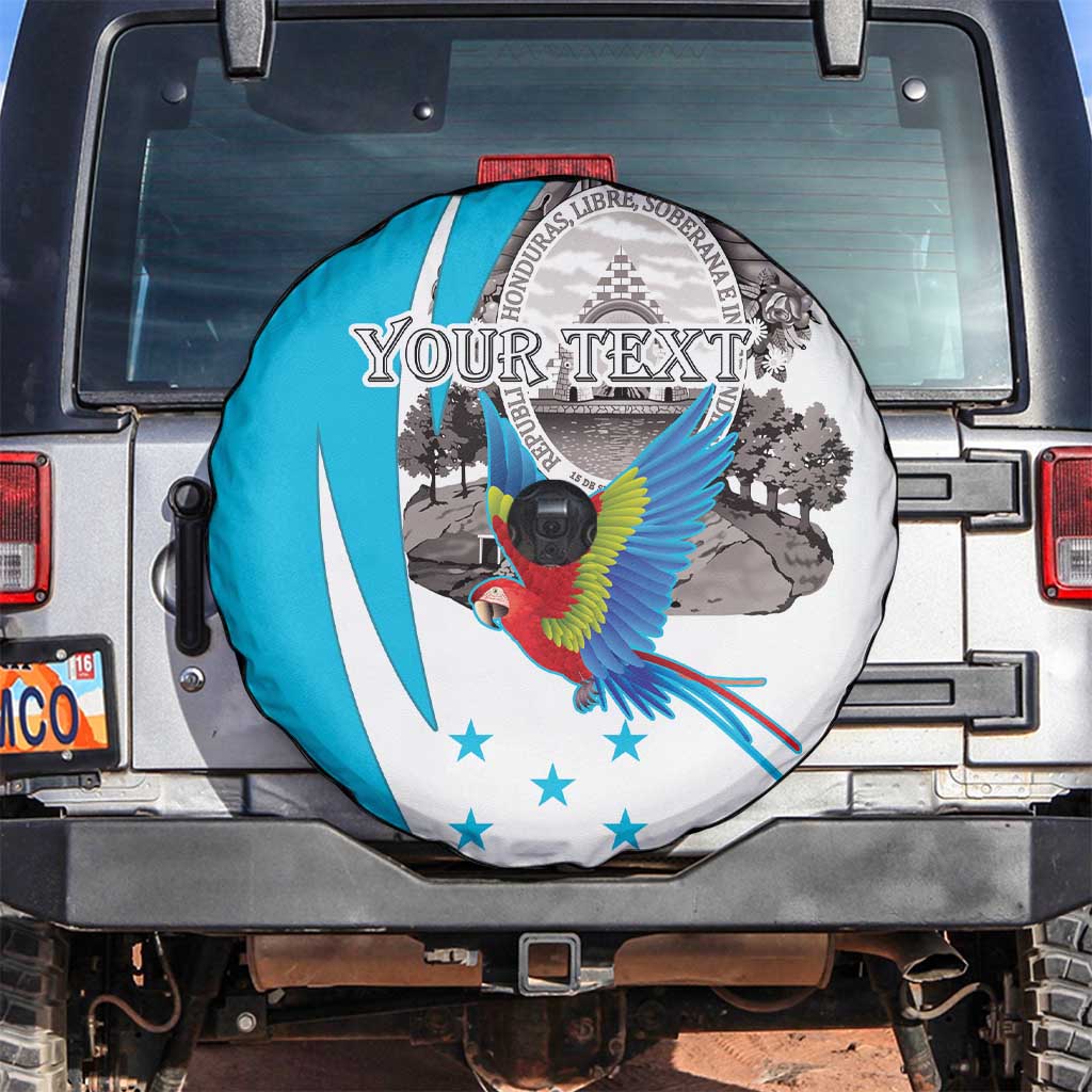 Personalized Honduras Independence Day Spare Tire Cover Scarlet Macaw With Coat Of Arms LT18